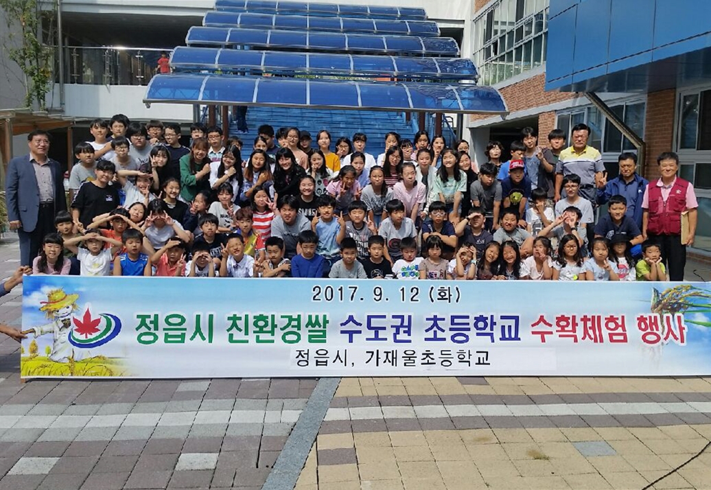 정읍시․정읍시 친환경농업연합회, 친환경쌀 서울지역 초등학생 수확 체험 행사 가져