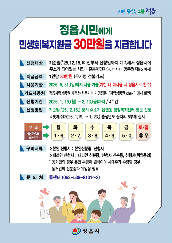 정읍시 민생회복지원금 안내 (1)