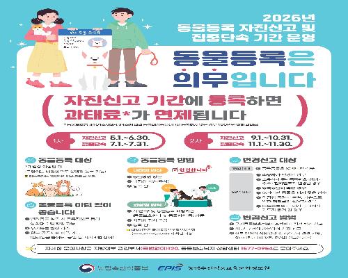 반려견 등록 아직이라면…정읍시, 이달 말까지 자진신고 당부