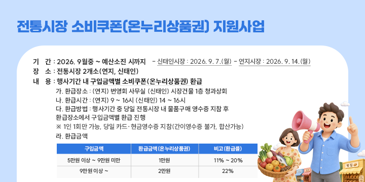 전통시장 소비쿠폰(온누리상품권) 지원사업